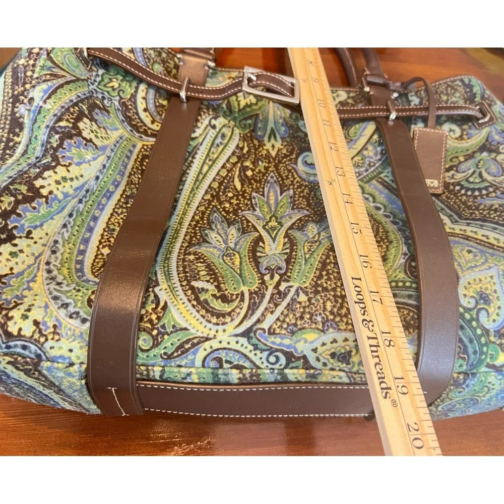 TUMI Chatham Paisley Wool Tote Bag Blue Green Boho Travel Shoulder Purse